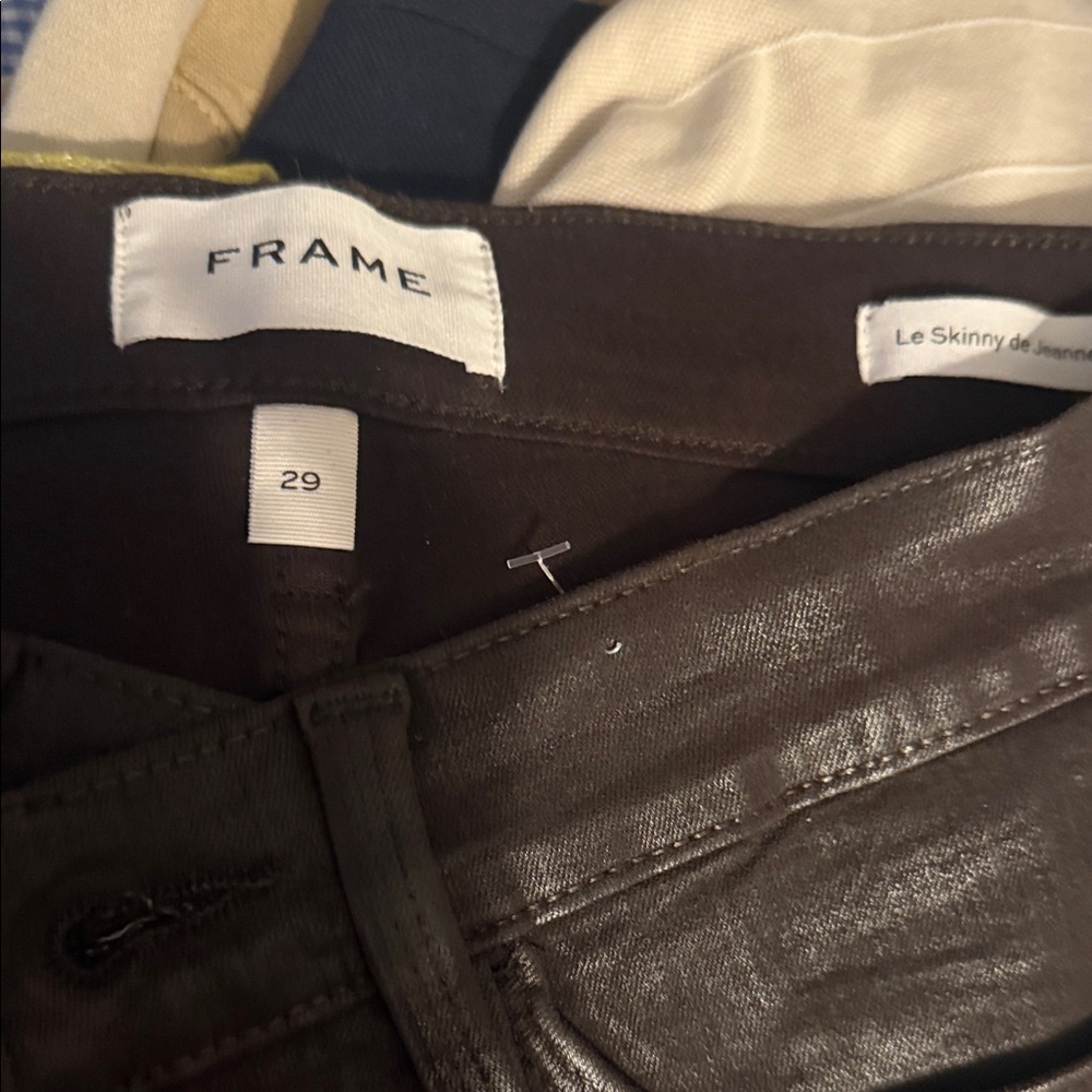 FRAME Denim Le Skinny Coated Brown Skinny Jeans